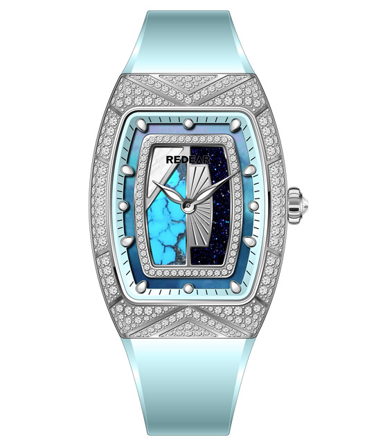 Wholesale Quartz Watch 316L Steel Tonneau case Fashion Women FKM Rubber Band 3ATM Water Resistant Customized Watch with Diamond
