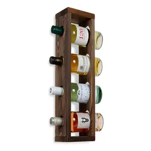 Estante de vino de madera montado en la pared para 4 botellas estante de botella de vino Vertical soporte de gabinete estante de almacenamiento organizador para cocina casera