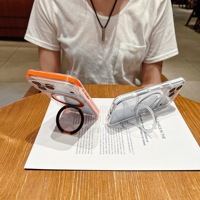 Pour iPhone 18 17 16 Pro Max, avec support magnétique rotatif à 360 degrés, cadre d'appareil photo brillant en forme de gemme, coque de protection antichoc