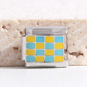 Pulsera Modular Italiana Serie Checkerboard, Desmontable, Combinable, Accesorios de Joyería DIY, Unisex, Regalo - Product Image 3