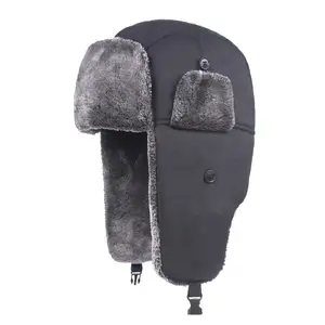 Topi Ushanka Tahan Air Hangat Pria Musim Dingin Baru Topi Ushanka dengan Penutup Telinga Penutup Bulu Topi Hangat