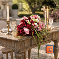 Bouquet de mariée de luxe en fleurs artificielles en soie rouge bordeaux, arrangement d'allée d'hortensias, décoration de mariage, centre de table