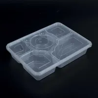 Récipient alimentaire en plastique jetable à plusieurs compartiments de vente chaude, boîte à lunch alimentaire PP micro-ondable