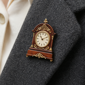Broche en émail personnalisée, style horloge de cheminée victorienne vintage, rétro steampunk, en métal, bijou, souvenir, cadeau, vente en gros, OEM, ODM - Product Image 1