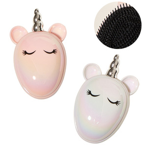 Peine de Masaje Unicornio Iridiscente Blanco y Rosa Grande, Herramienta de Peinado para Viaje - Product Image 1