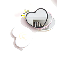 Custom Logo Pink Heart Shaped Compact Mirror Magnifying Pocket Makeup Mirror Cute Travel Vanity Hand Mirror for Purse Women