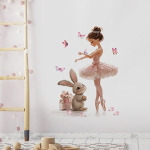 Adesivo Murale Coniglio Ballerina Rosa per Cameretta Bambine, Impermeabile, Autoadesivo, Ecologico in PVC, Decorazione Murale Principessa per Bambini - Product Image 2