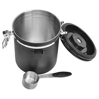 Bocal à café en acier inoxydable avec cuillère, récipient hermétique pour grains de café avec valve CO2 unidirectionnelle, suivi de la date, pot de rangement de cuisine