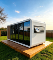 Capsule de bureau modulaire et mobile de 6 m : Élégante cabine préfabriquée pour bureau, hôtel ou appartement