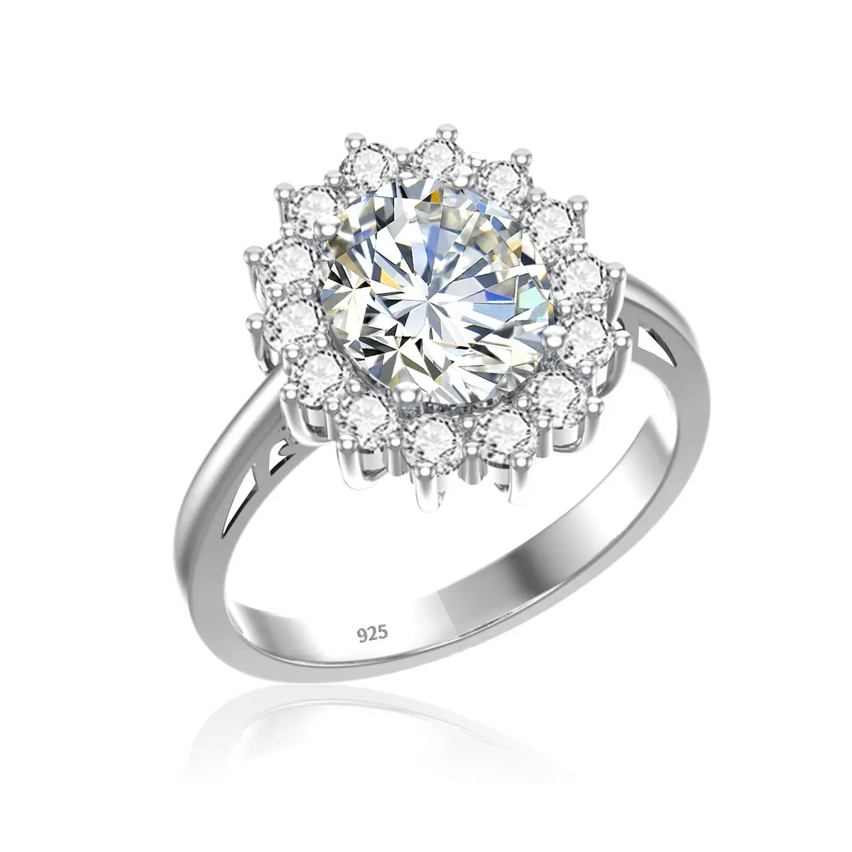 Perhiasan kustom cincin berlian Moissanite potongan Oval 5ct Cincin Pernikahan berlapis emas Putri Diana Perak 925 pengantin untuk wanita