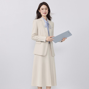 Women's Suit Set Midi Skirt Full Sleeve Polyester Anti-Wrinkle Office Lady Professional Attire For Commuting Interview - Product Image 2