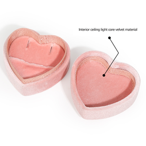 Элитная подарочная коробка для обручального кольца и колье в форме сердца из корейского бархата с возможностью нанесения логотипа на заказ, для Дня святого Валентина - Product Image 3