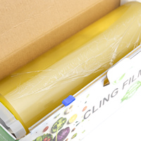 Film alimentaire en PVC personnalisé, film alimentaire en plastique avec coupeur coulissant, emballage en boîte de couleur pour l'emballage alimentaire en cuisine