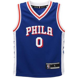 Maillot de basket-ball FOXA Tyrese Maxey Philadelphia 76ers NBA pour enfants de 4 à 7 ans, bleu, col en V - Product Image 2
