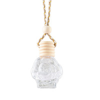 Bouteille diffuseur d'arômes pour voiture suspendue en forme de rose, 6 ml, colorée, vide, avec bouchon en bois