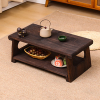 Table basse pliante en bambou massif de style japonais Tatami, petite table de sol pour balcon, salon, style Japandi, vente en gros
