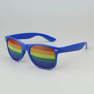 2024 logotipo personalizado impreso girasol moda gafas de sol azul pinhole Arco Iris PC plástico amarillo púrpura Rosa gran oferta para fiesta - Product Image 1