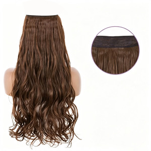 MEILASI Parrucca a Mezza Testa con Clip, Lunga <span class=keywords><strong>e</strong></span> Ondulata, 22 Pollici, Marrone Medio, Estensione di Capelli Sintetici dall'Aspetto Naturale, Permanenabile - Product Image 1