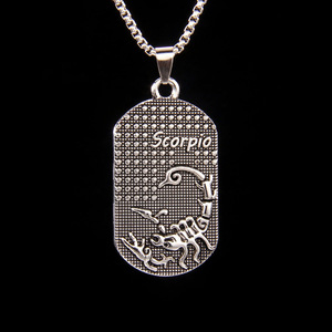 Personnalité Rétro Punk Hip Hop Style Bijoux En Acier Inoxydable 12 Horoscopes Zodiacs Collier Bijoux Pour Hommes - Product Image 3
