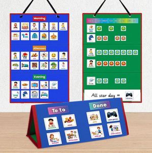 Tabla de Horarios Visual con Dibujos Animados y Logotipo Personalizado para Niños con Autismo, de Tela, para el Hogar, la Escuela o el Aula, Suministro Directo de Fábrica - Product Image 1