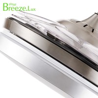 Ventilador de techo LED retráctil con motor silencioso Breezelux de 42 "/48" con control remoto, ventilador de techo Bldc con luz y control remoto