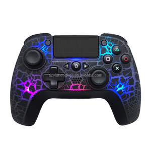 Manette <span class=keywords><strong>de</strong></span> jeu sans fil Bluetooth RGB 1200 mAh à motif craquelé pour console <span class=keywords><strong>de</strong></span> jeu PS4 Slim Pro avec vibration turbo et six gyroscopes - Product Image 1