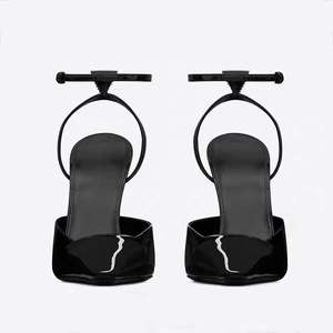 महिलाओं के सैंडल के टखने का बकल स्ट्रैप उच्च स्टिलेटो एड़ी के पैर की अंगुली के डायमेंट चमकदार फैशन जूते - Product Image 4