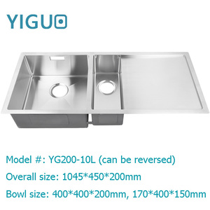 Fournisseur direct d'usine qualité et compétitif évier de cuisine SUS304 simple cuve surface brossée en acier inoxydable avec égouttoir - Product Image 3