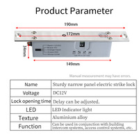 Serrure électrique FBDElectric à cinq fils avec signal de retour de temporisation, serrure à anode, serrure de contrôle d'accès à cadre étroit, serrure de contrôle électrique