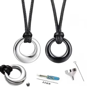 Kalung Guci Abu Bulat dari Baja Tahan Karat, Liontin Kremasi Hewan Peliharaan Mini, Kenang-kenangan Peringatan, Perhiasan Suvenir Pemakaman - Product Image 2