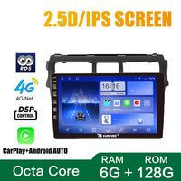 Radio mobil android navigasi GPS, perangkat Headunit 9 inci untuk Toyota vios YARiS 2007-2012, radio mobil android octa-core 2 Din ganda