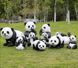 Decorazione del parco moderno modelli <span class=keywords><strong>animali</strong></span> artificiali realistici grande giardino di pietra a grandezza naturale in fibra di vetro cartoni animati simpatiche sculture di Panda - Product Image 4