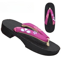 Chaussures traditionnelles japonaises en bois Geta Sabots tongs Sandales d'extérieur Fleurs Orientales Japon Anime Cosplay Paulownia Femme Chaussures