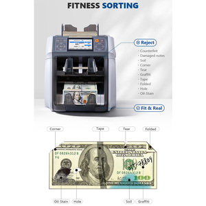Compteuse de billets de banque double poche de qualité bancaire avec détection de conformité CIS à 2 poches - Product Image 4