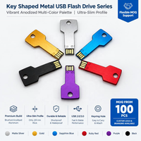Clé USB 2.0 en métal personnalisée avec logo, en forme de clé, chiffrée, nouveau cadeau promotionnel d'entreprise, 8 Go/16 Go/32 Go/64 Go/128 Go