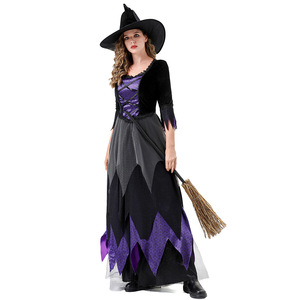 Disfraz de Bruja de Halloween, Vestido Negro y Morado de <span class=keywords><strong>Vampiro</strong></span>, Disfraz de Bruja Mágica para Fiesta de Carnaval, Disfraz de Cosplay para Mujer - Product Image 5