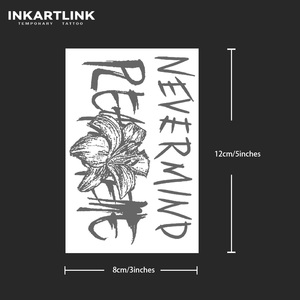 Autocollant de tatouage personnalisé NEVERMIND, motif fleur de lys, style rock, à base de plantes, semi-permanent 15 jours, pour le corps, les mains et les doigts, vente en gros - Product Image 3