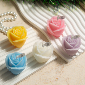 3D Rose Flower Scented Soy Wax Candle Mini Rose Figurine Candle Romantic Wedding Home <b>Table</b> Decor Party Favor Gift - Product Image 2