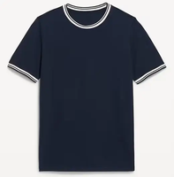 T-shirt Ringer 100 % Coton Personnalisé pour Homme, Col Rond en Maille Côtelée, Couleur Unie, T-shirts Piqué Ajustés, Vente en Gros Personnalisée de T-shirts pour Homme