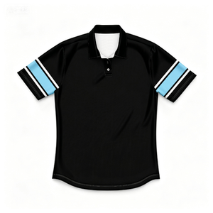 เสื้อโปโลรักบี้ลีกแบบแห้งเร็ว OEM ขายส่ง พร้อมโลโก้สั่งทำ ลายทางสีน้ำเงินขาว เสื้อฝึกซ้อมรักบี้สำหรับผู้ชาย - Product Image 1