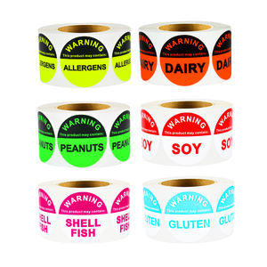 Etiquetas de seguridad alimentaria personalizables Pegatinas de notificación de <span class=keywords><strong>al</strong></span>érgenos con impresión UV Notificaciones de seguridad de <span class=keywords><strong>alergia</strong></span> alimentaria de alta adherencia - Product Image 2