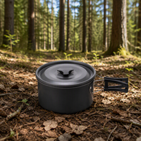 Ensemble de cuisine de camping en alliage d'aluminium pour l'extérieur, modèle moyen, combo de pot unique, complet et portable, 1,9 L, 18*18*12,5 cm