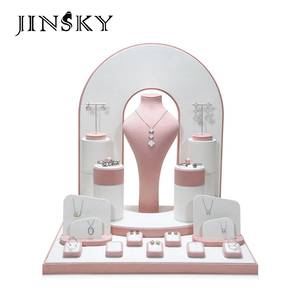 Luxury Jewelry Display Stand for <b>Necklaces</b> Bracelets Earrings <b>Rings</b> Pink Showcase Display Props for Retail Shop Window - Product Image 1