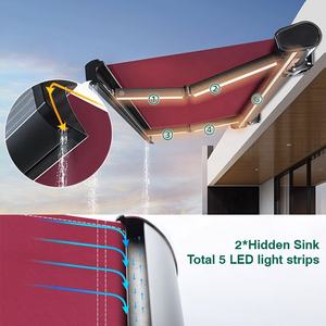 Auvents pliants électriques <span class=keywords><strong>en</strong></span> aluminium pour terrasse, avec éclairage LED, protection UV, tissu pare-soleil, couverture <span class=keywords><strong>de</strong></span> toit automatique, design moderne - Product Image 5