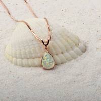 Collier pendentif pour femme en or rose incrusté d'opale, style TikTok INS, avec chaîne à maillons goutte d'eau australienne, pour anniversaire, vente en gros