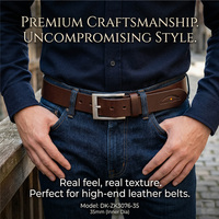 Boucle de ceinture classique pour homme en alliage de zinc nickel brossé 35 mm avec accent poli, pour ceinture en cuir