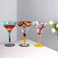 Verre à Margarita Peint à la Main Unique, Gobelet à Martini Coloré, Verre à Vin Décoratif pour Bar, Club, Mariage, Fête