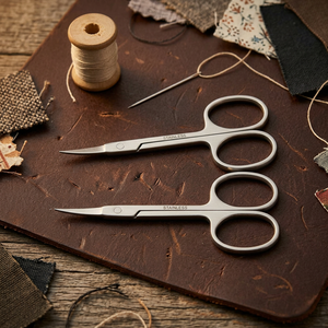 Ciseaux à cuticules droits en acier inoxydable, manche en acier pour droitier, pointe affûtée, outil de manucure et de soin des ongles, écologique - Product Image 1
