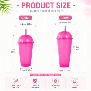 Vaso de Plástico Reutilizable con Tapa de Domo y Popote, con Logotipo Personalizado, de 12oz/24oz, con Purpurina, para Bebidas Frías, Regalo Promocional - Product Image 2