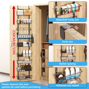 Étagères de cuisine à 8 ou 9 niveaux, paniers de rangement métalliques suspendus à suspendre sur la porte, ensemble d'organisateurs pour garde-manger, salle de bain, placard - Product Image 3